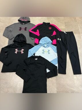 Girls UNDER ARMOUR Hoodie Sweatshirts…Shirts & Jogger Sweatpants, sz XL